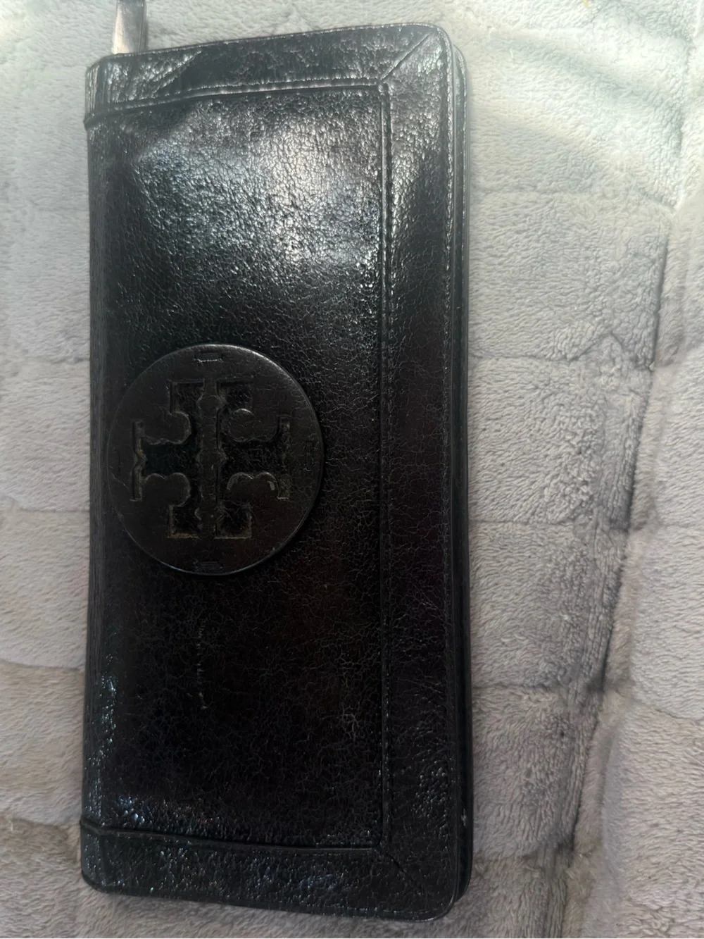 Tory Burch Black Leather Logo Continental Wallet